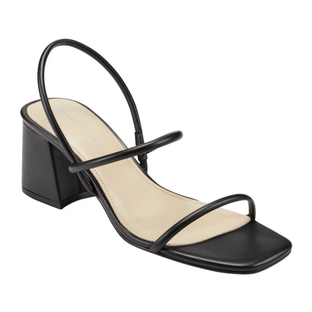 Marc Fisher‎ Galvin Black Strappy Block Heel Sandals Shoes 7.5 8 Comfortable